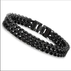 Men’s Black Stainless Steel 12MM Two-Strand Chain Bracelet